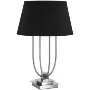 Satin Nickel Table Lamp With Black Shade Desk Lamp For Living Room / Bedroom Chic and Contemporary Lamps For Bedroom / Office 45 x 45 x 68 - Premier