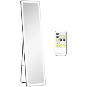 Led Lighted Full Length Mirror, Floor Standing or Wall Mount Bedroom - Silver, Black - Homcom