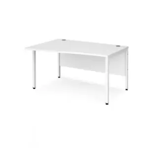 Office Desk Left Hand Wave Desk 1400mm White Top With White Frame Maestro 25 MB14WLWHWH