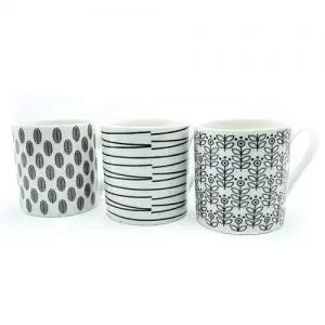 Ceramic Mug Black And White Patterned 12oz Pack 12 0399290 26706CP