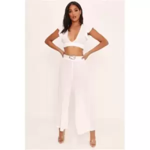 I Saw It First White Crepe Flare Trousers - White