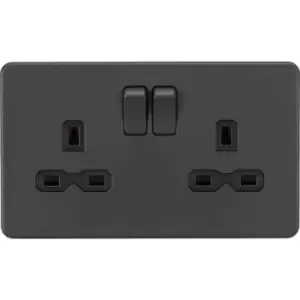 Screwless 13A 2G dp Switched Socket - Anthracite 230V IP20