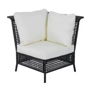 Outsunny Rattan Single Corner Sofa W/ Cushion-Black/Beige