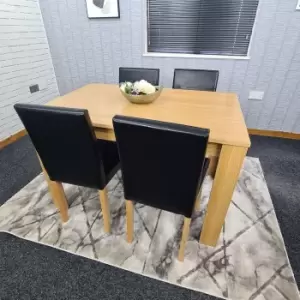 Kitchen Dining Table With 4 Chairs, Wooden Table with 4 Leather Chairs