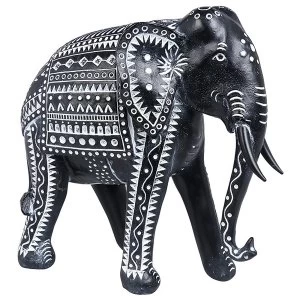 Aztec African Elephant Black Ornament