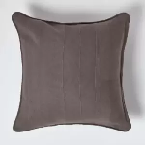 Homescapes - Cotton Rajput Ribbed Charcoal Grey Cushion Cover, 60 x 60cm - Grey