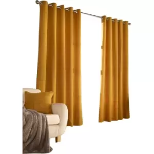 Furn Ellis Ringtop Eyelet Curtains (229 x 183 cm) (Ochre) - Ochre