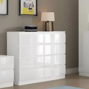 Fwstyle Large Modern 8 Drawer Chest White Gloss