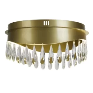 Jewel LED Flush Fitting, Gold, Crystal 4000K