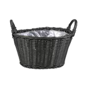 Ivyline Polyrattan Lined 24 x 33cm Willow Basket Planter