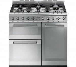 SMEG Symphony SY93 90cm Dual Fuel Range Cooker - Stainless Steel