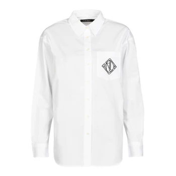 Lauren Ralph Lauren BRAWLEY-LONG SLEEVE-BUTTON FRONT SHIRT womens Shirt in White - Sizes S,M,L,XL,XS