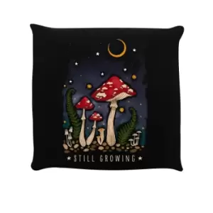 Magical Mushrooms Still Growing Filled Cushion (One Size) (Black)