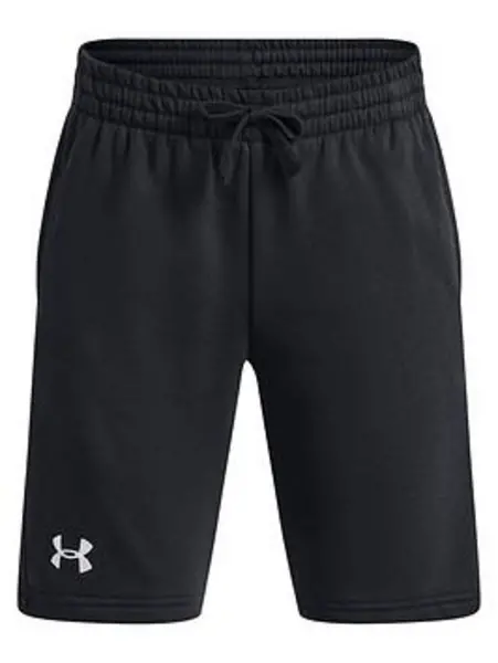 Under Armour Boys Rival Fleece Shorts - Black/White, Size S=7-8 Years Black/White VLNYI Unisex S=7-8 YEARS