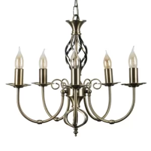 Memphis Twist Antique Brass 5 Way Chandelier