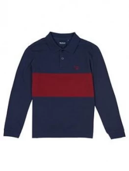 Barbour Boys Long Sleeve Colour Block Polo - Navy