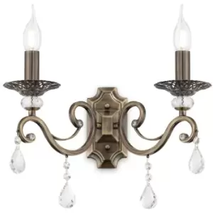 Maytoni Lighting - Grace Wall Candle Lamp Brass & Crystal, 2 Light, E14