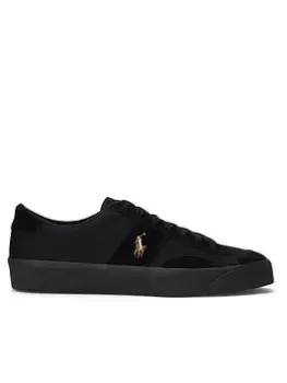 Polo Ralph Lauren Polo Ralph Lauren Sayer Canvas & Suede Trainers, Black, Size 10, Men