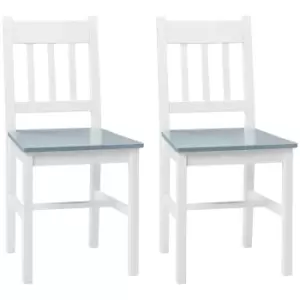 HOMCOM Dining Chairs Set of 2, Kitchen Chair with Slat Back, Pine Wood Structure for Living Room and Dining Room, White