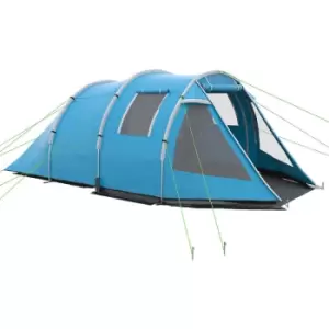 Outsunny 3-4 Persons Tunnel Tent, Two Room Camping Tent w/ Windows, Blue - Blue