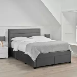 Greenwich King Size Storage Bed Grey Velvet