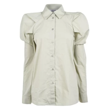 NA-KD Puff Shoulder Shirt - Green