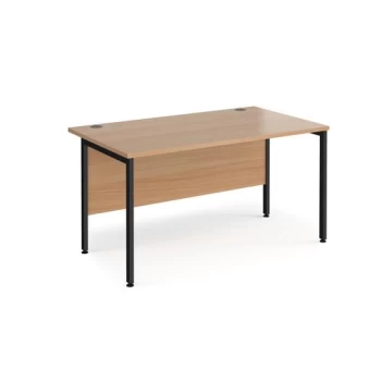 Office Desk 1400mm Rectangular Desk With H-Frame Leg Beech Tops With Black Frames 800mm Depth Maestro 25