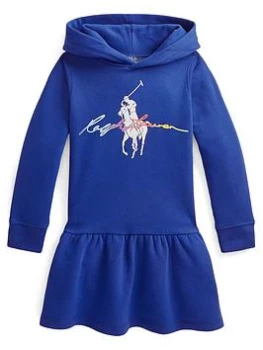 Ralph Lauren Girls Signature Logo Hoodie Dress - Navy, Size 12-14 Years=L, Women