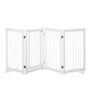 Pawhut Wooden Freestanding Pet Gate w/ 4 Panels & Foldable Fence - White