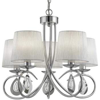 Searchlight Lighting - Searchlight Angelique - 5 Light Multi Arm Ceiling Pendant Chrome with Shades, E14