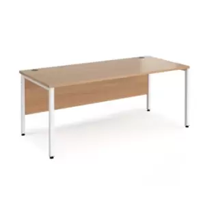 Office Desk 1800mm Rectangular Desk With Bench Leg Beech Tops With White Frames Maestro 25