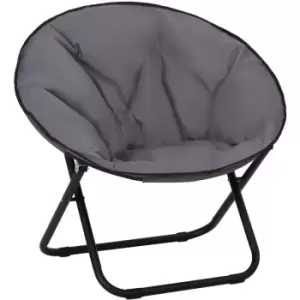 Folding Saucer Moon Chair Oversized Padded Seat Round Oxford Grey - Grey - Outsunny