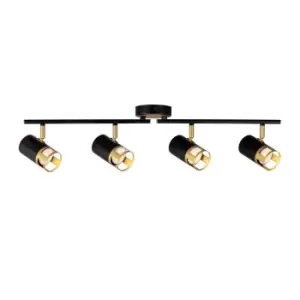 Phelps 4 Light Linear Bar SpotFitting GU10, Black, Painted Gold