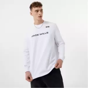 Jack Wills Long Sleeve Graphic Textured T Shirt - White