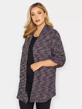 Yours Soft Touch Textured Stripe Cardigan - Multi , Blue, Size 20, Women