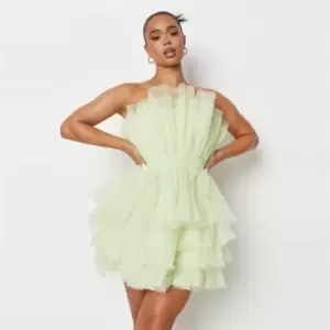 Missguided Bandeau Ruffle Dress - Green