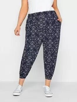 Yours Crop Harem Diamond - Navy, Blue, Size 26-28, Women