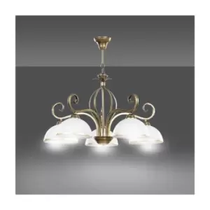 Wivara Gold Multi Arm Pendant Ceiling Light with White, Gold Glass Shades, 5x E27