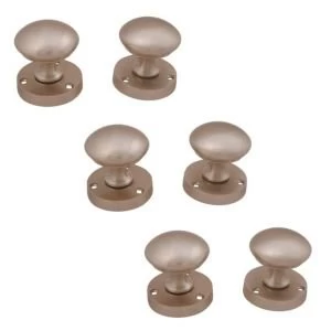 Satin Nickel Effect Internal Round Latch Door Knob 3 Set