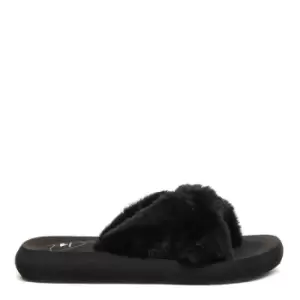 Rocket Dog Slade Black Fur Kotted Flip-Flop