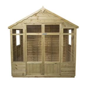 Forest Garden 7X5 Apex Overlap Summer House - Assembly Service Included Natural Timber