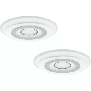 2 PACK Wall Flush Ceiling Light Colour White Circles In Circles LED 45W Inc