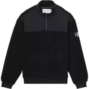 Calvin Klein Jeans Badge Sherpa Half Zip Hwk - Black