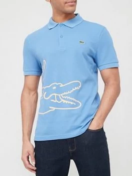 Lacoste Oversized Croc Detail Polo Shirt - Blue Size M Men