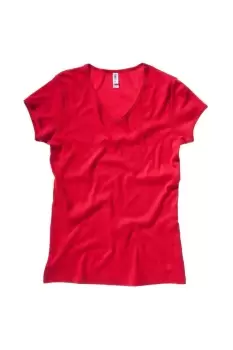 Baby Rib Short Sleeve V-Neck T-Shirt