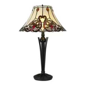 Luminosa Lighting - Luminosa Tiffany Table Lamp, 2 x E27, Red , Orange , Crystal , Black