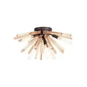 Luminosa 6 Light E14, Semi Flush Brown Oxide , Champagne Gold Glass