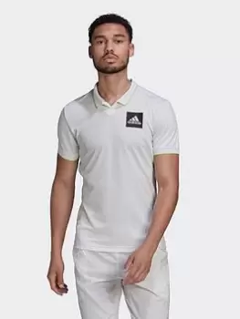 adidas Paris Heat.rdy Tennis Freelift Polo Shirt, White, Size L, Men