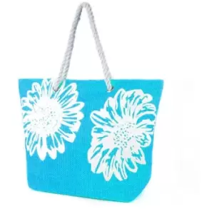 Womens/Ladies Floral Print Woven Summer Handbag (One Size) (Turquoise) - Turquoise