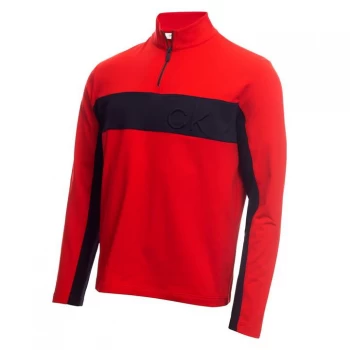 Calvin Klein Golf Logo Zip Top - Red/Navy